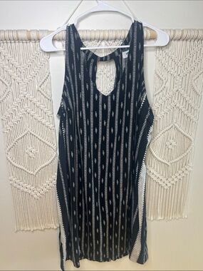 Old Navy Black and White Striped Keyhole Tank Dress